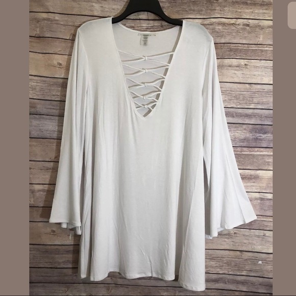❌SOLD❌Swimsuit Cover Up Tunic White NWOT - Picture 2 of 6